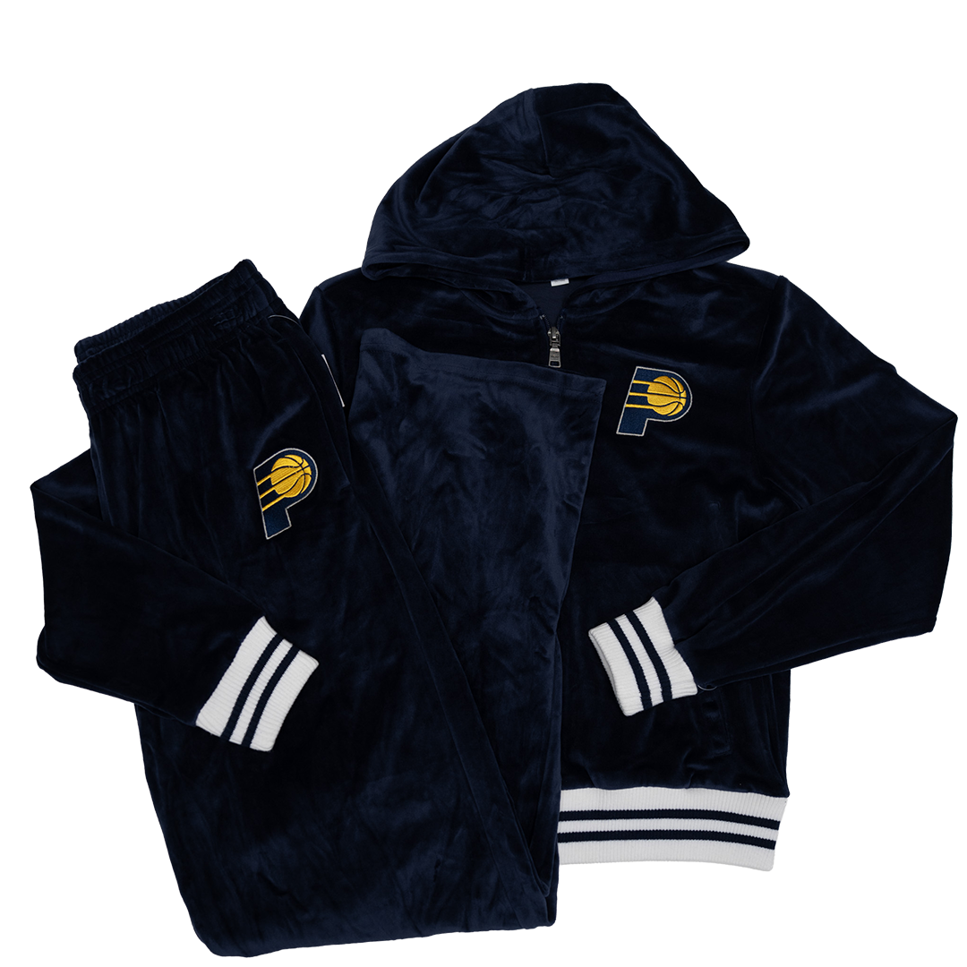 Women's Indiana Pacers Velour Track Suit in Navy by Wear by E. Andrews
