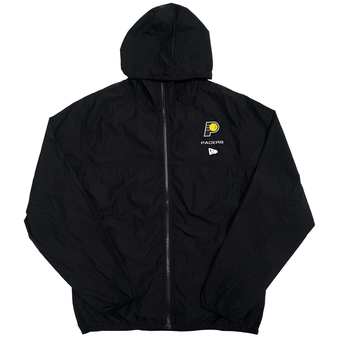 Adult Indiana Pacers Full Zip Logo Essentials Windbreaker in Black by New Era