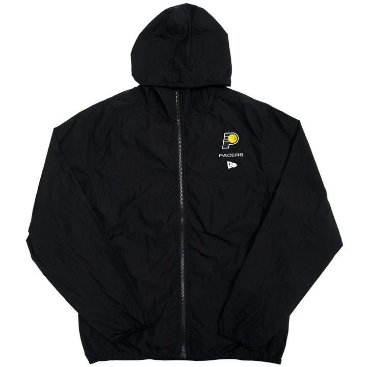 Adult Indiana Pacers Full Zip Logo Essentials Windbreaker in Black by New Era