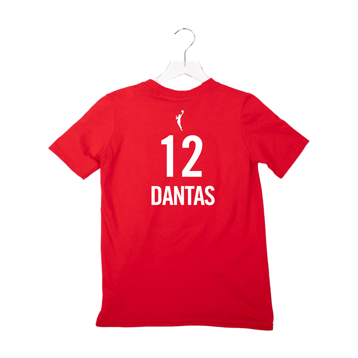 Adult Indiana Fever #12 Damiris Dantas Rebel Name and Number T-Shirt in Red by Nike