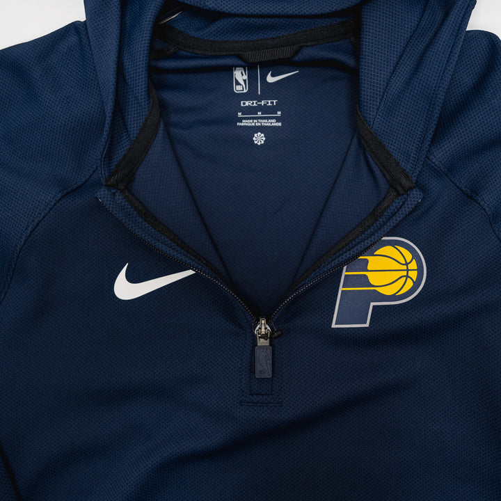 Adult Indiana Pacers 25-26' Authentic Showtime 1/4 -Zip Hooded Jacket in Navy by Nike