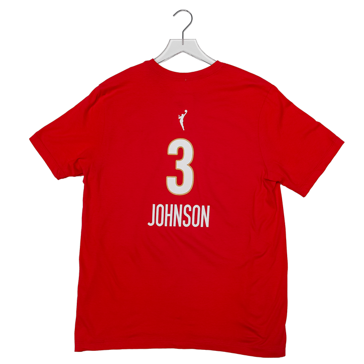 Adult Indiana Fever #3 Raven Johnson 2026 Rebel Name and Number T-Shirt in Red by Nike