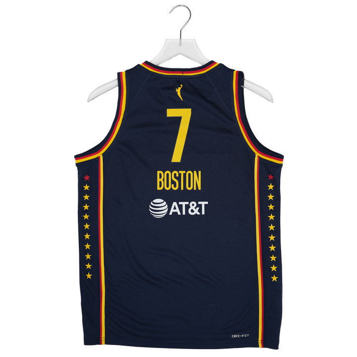 Basketball jersey with number 7 and 'Boston' text on a hanger