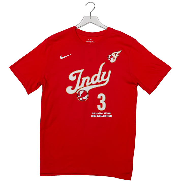 Adult Indiana Fever #3 Raven Johnson 2026 Rebel Name and Number T-Shirt in Red by Nike