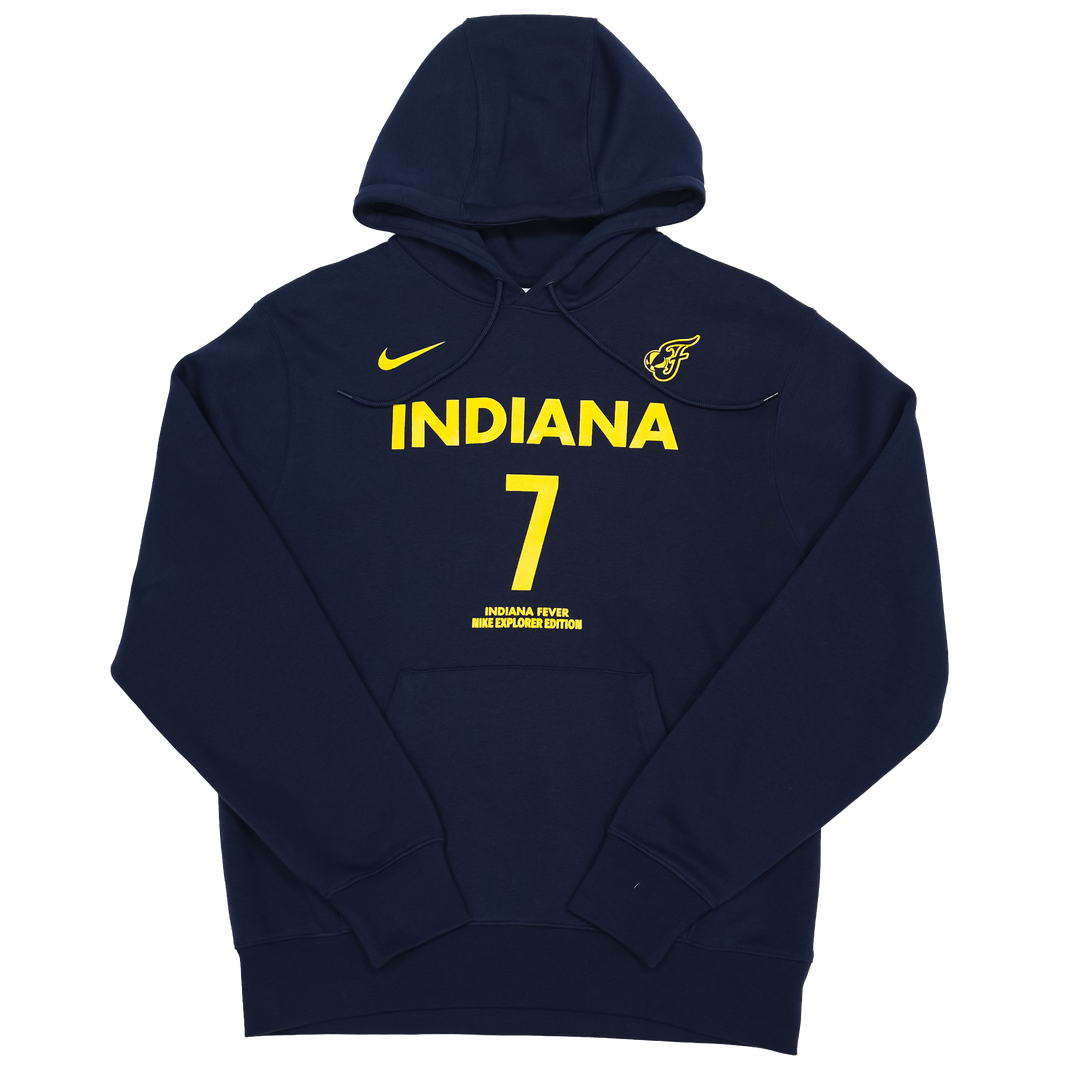 Adult Indiana Fever #7 Aliyah Boston Explorer Name and Number Hooded Sweatshirt in Navy by Nike