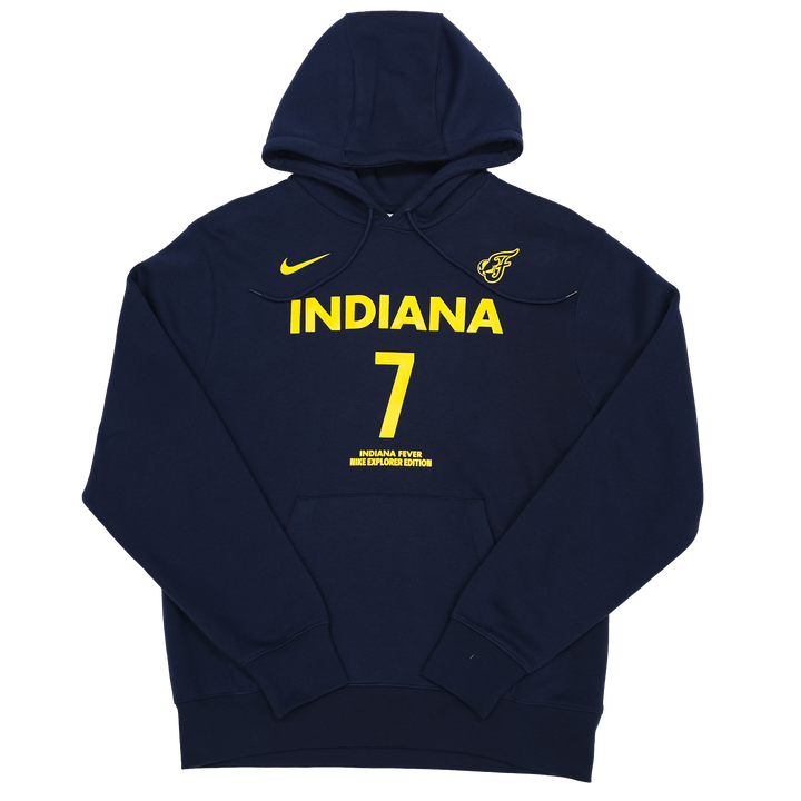 Adult Indiana Fever #7 Aliyah Boston Explorer Name and Number Hooded Sweatshirt in Navy by Nike