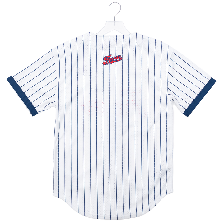 Adult Indiana Fever Head Coach Striped Baseball Jersey in White by Mitchell & Ness