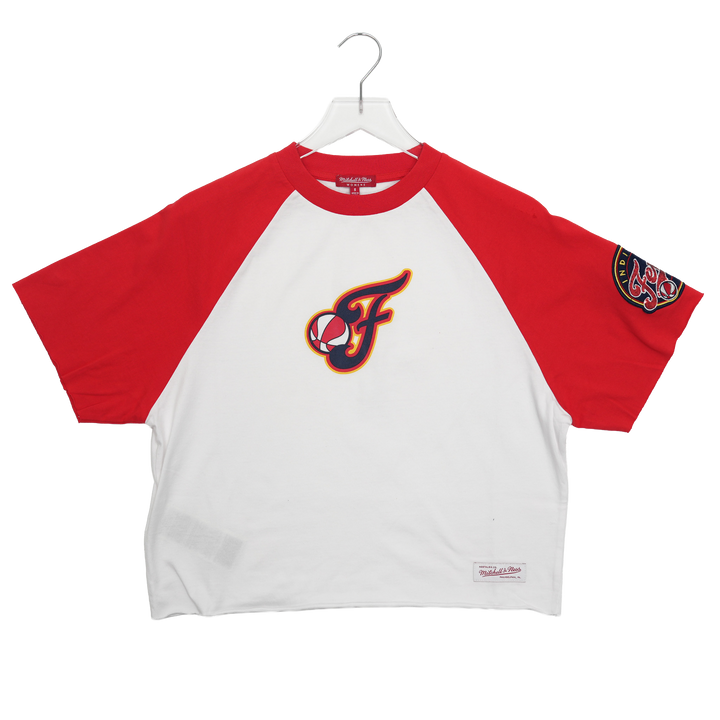 Women's Indiana Fever Cropped Raglan Boxy T-shirt in White by Mitchell & Ness