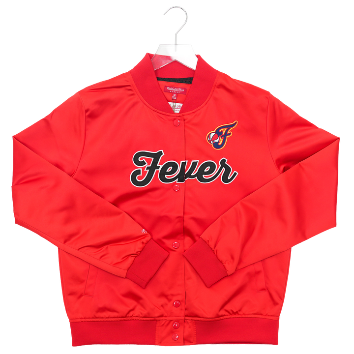 Women's Indiana Fever Satin Varsity Jacket in Red by Mitchell & Ness