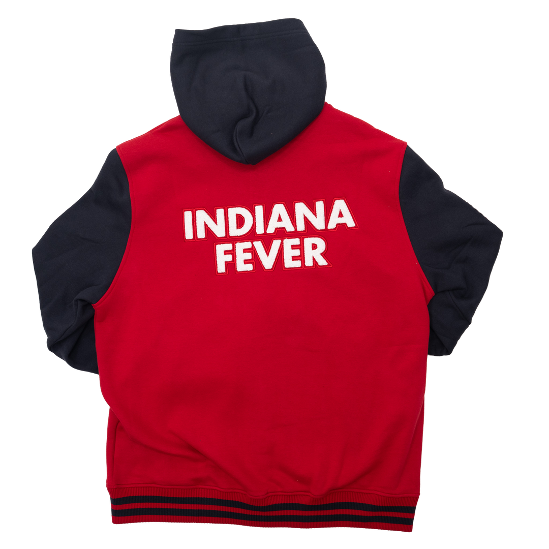 Adult Indiana Fever Chenille Patch Full-Zip Hooded Sweatshirt in Red by New Era