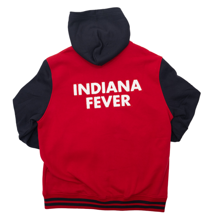 Adult Indiana Fever Chenille Patch Full-Zip Hooded Sweatshirt in Red by New Era