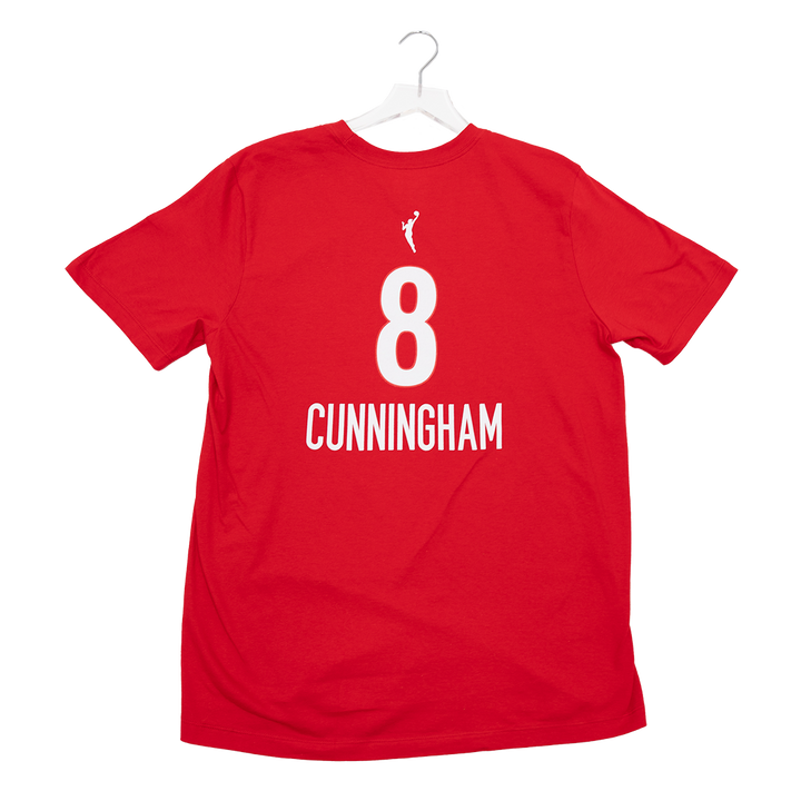 Adult Indiana Fever #8 Sophie Cunningham Rebel Name and Number T-Shirt in Red by Nike