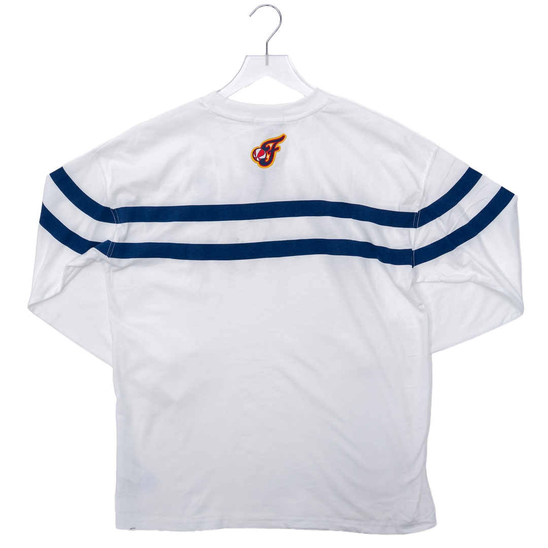 Women's Indiana Fever Long Sleeve Stripe T-shirt in White by Wear by E. Andrews