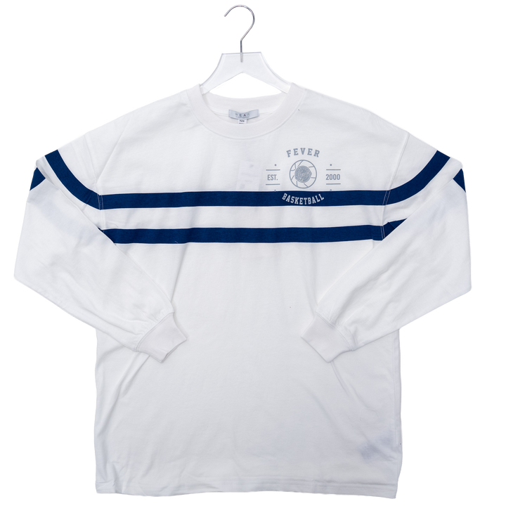 Women's Indiana Fever Long Sleeve Stripe T-shirt in White by Wear by E. Andrews
