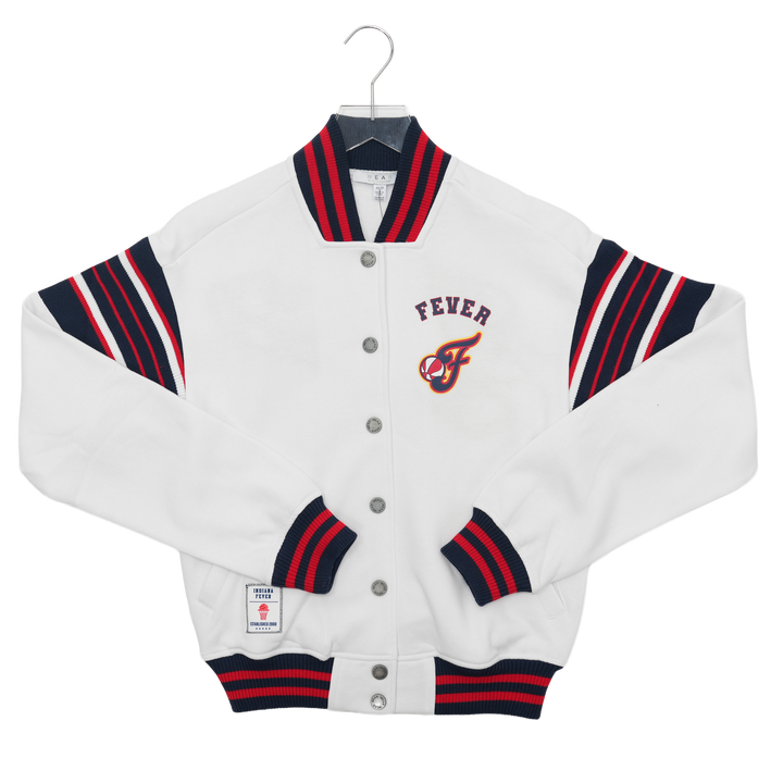 Womens Indiana Fever Snap Front Fleece Jacket in White by WEAR by EA
