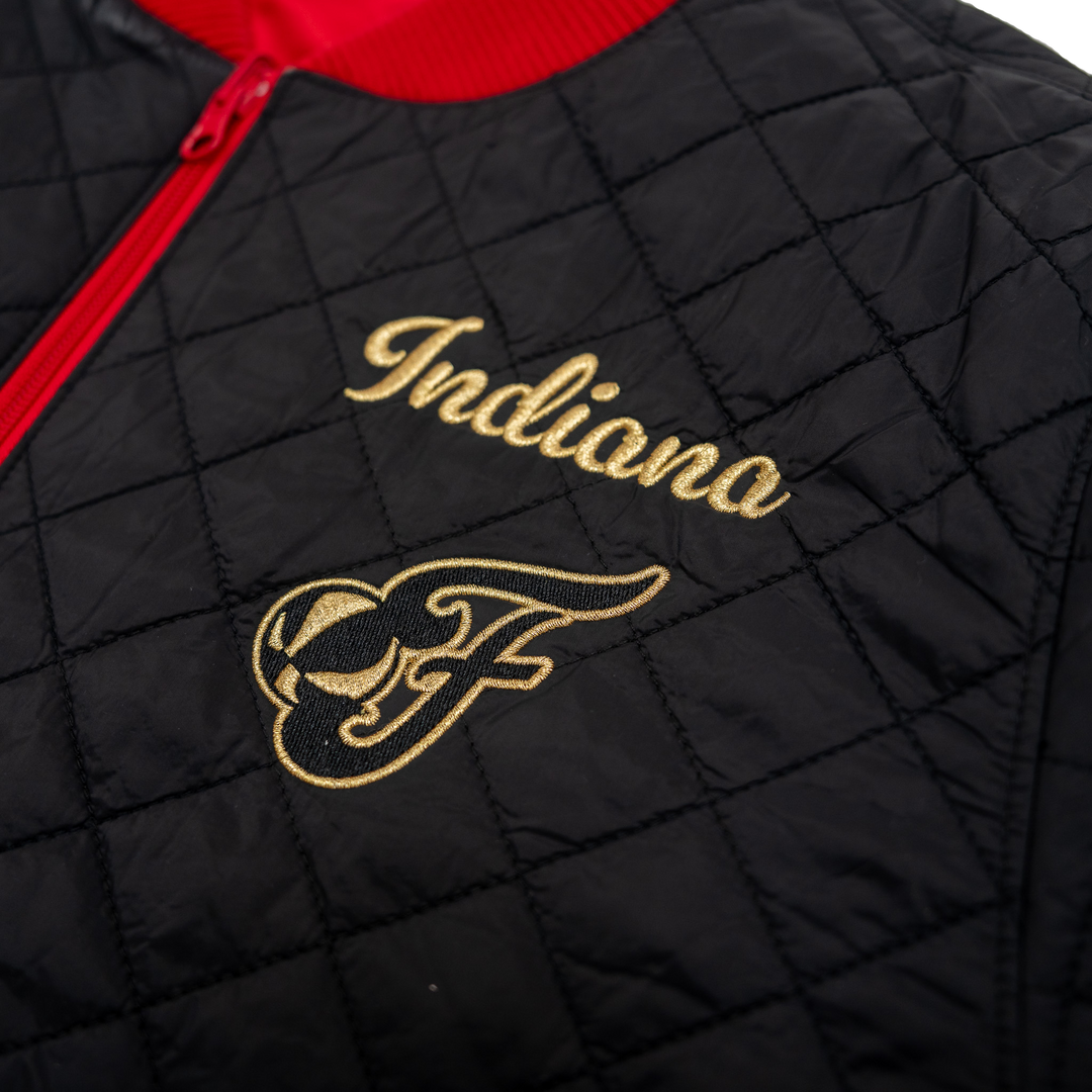 Women's Indiana Fever Satin Varsity Jacket in Red by Mitchell and Ness