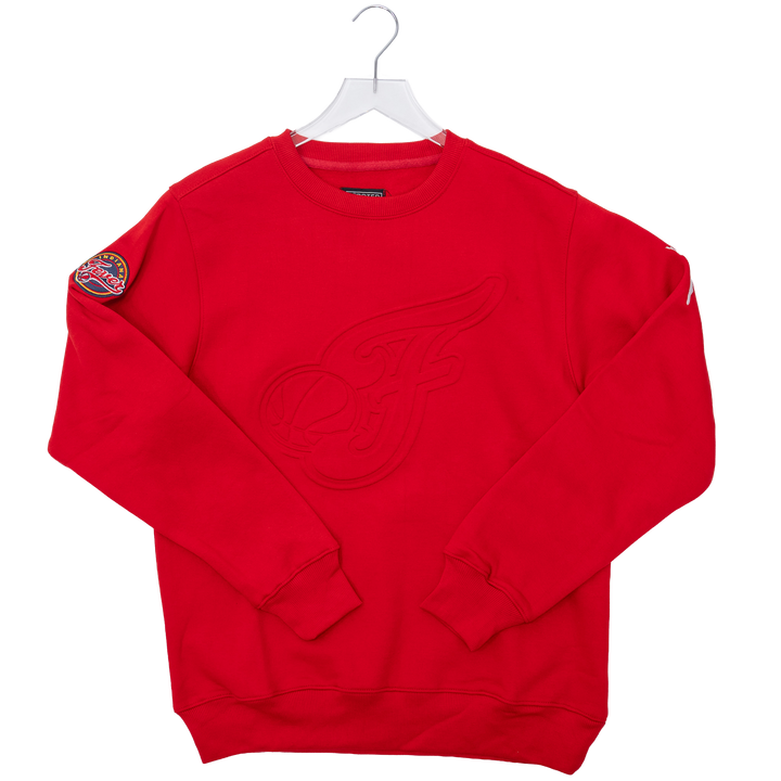 Adult Indiana Fever Embossed Secondary Logo Crew fleece in Red by KUR8TED
