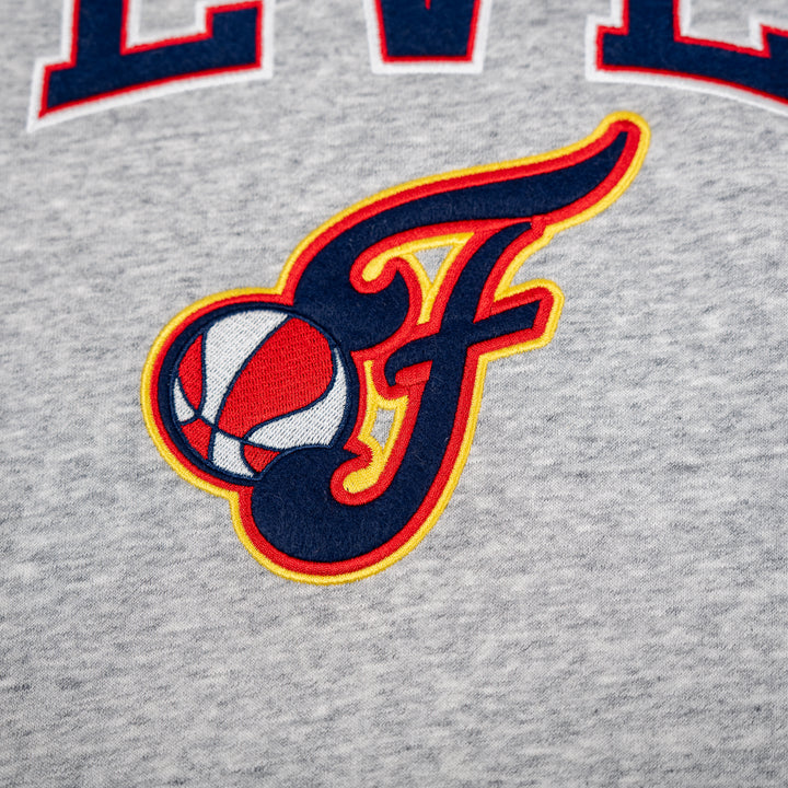 Adult Indiana Fever Throw It Back Crewneck Sweatshirt in Grey by Mitchell and Ness