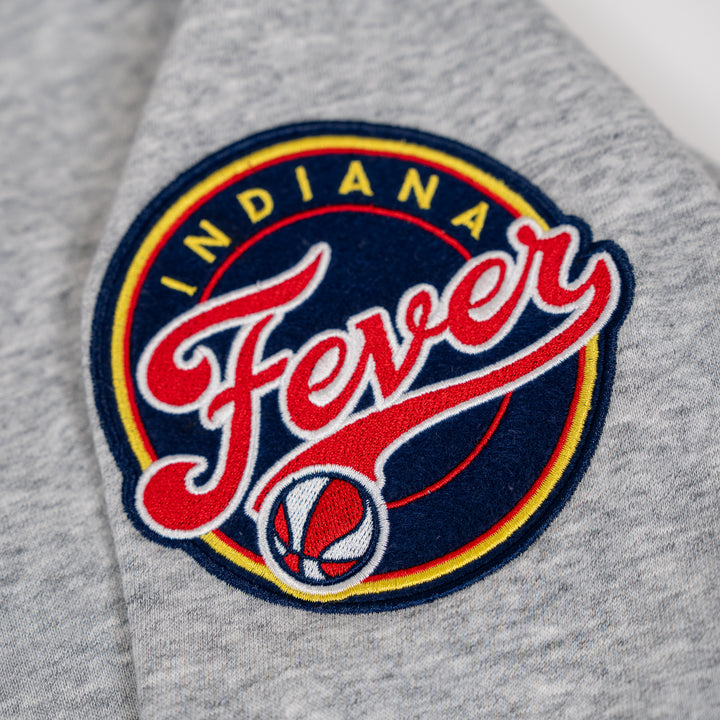 Adult Indiana Fever Throw It Back Crewneck Sweatshirt in Grey by Mitchell and Ness