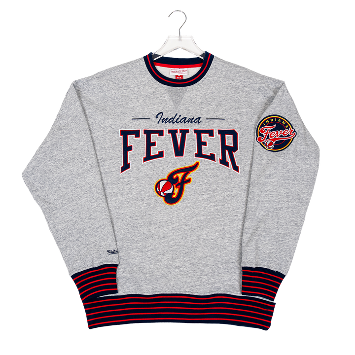 Adult Indiana Fever Throw It Back Crewneck Sweatshirt in Grey by Mitchell and Ness