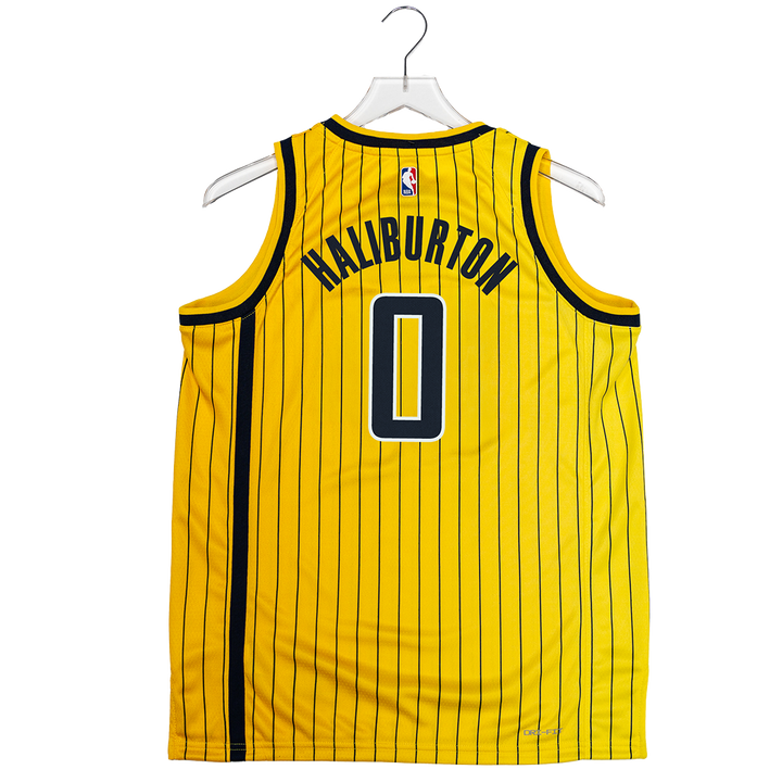 Youth Indiana Pacers #0 Tyrese Haliburton 26-27' Statement Swingman Jersey in Gold by Jordan