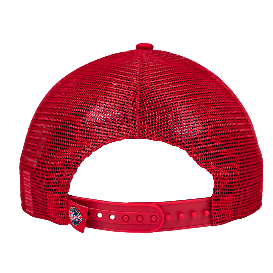 Adult Indiana Fever A-Frame Distressed 9Forty Trucker Hat in White by New Era