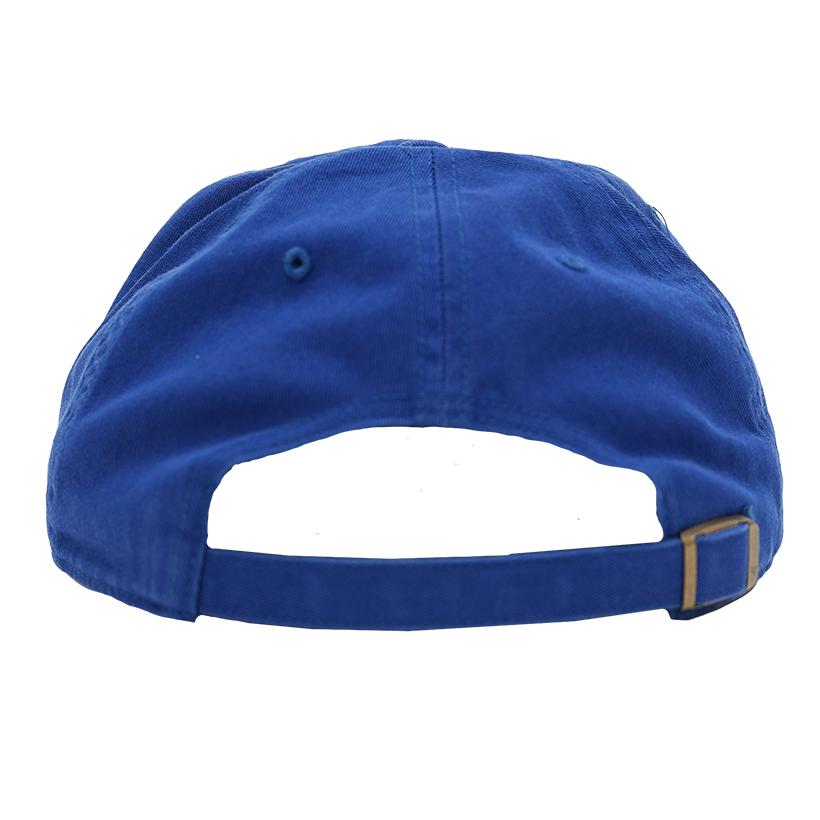 Blue cap with a strap on a white background