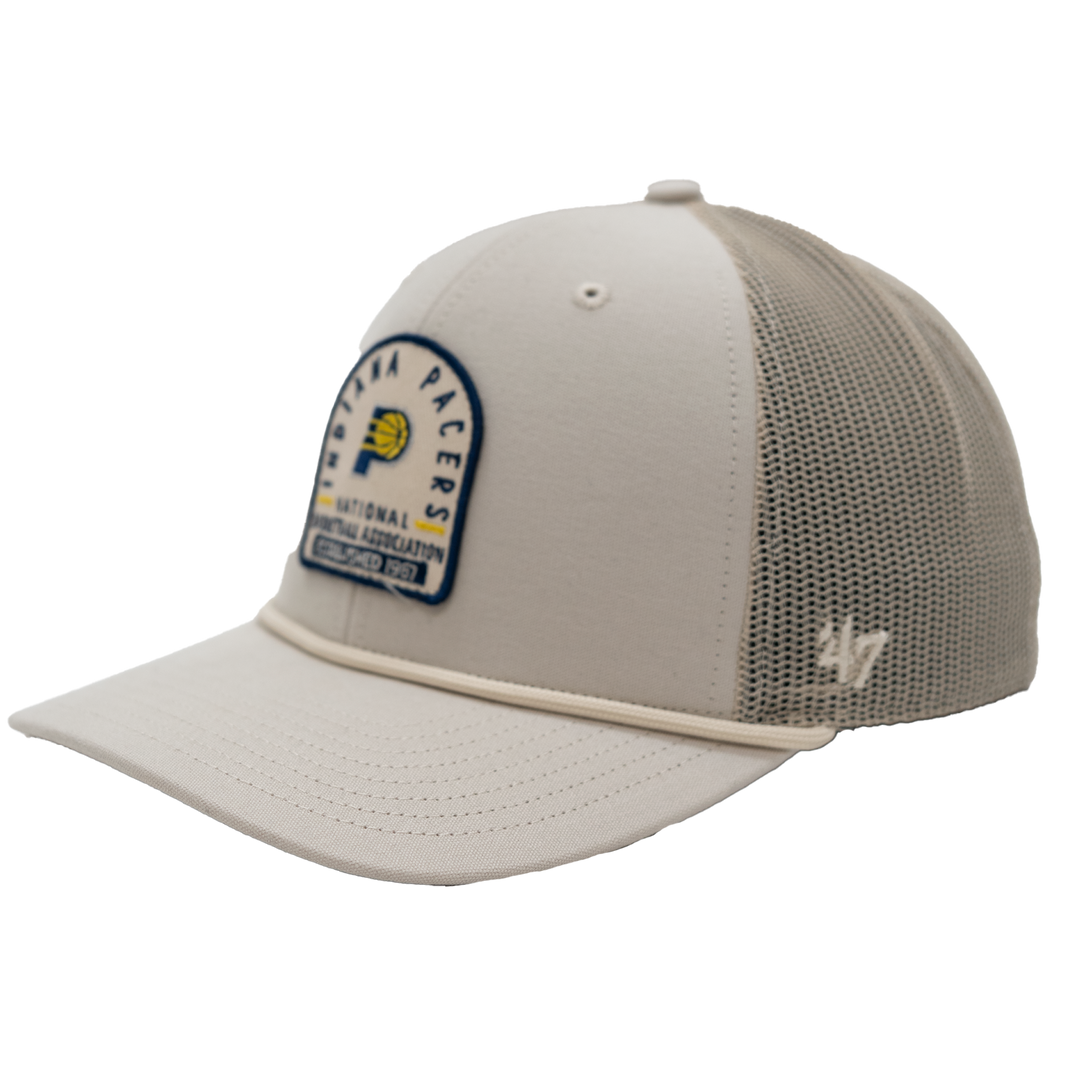 Beige cap with a logo and '47' brand on a white background