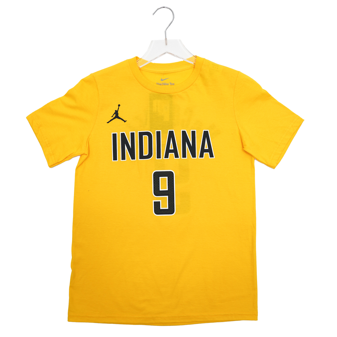 Youth Indiana Pacers #9 T.J. McConnell Statement Name and Number T-shirt in Gold by Jordan