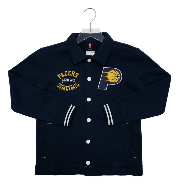 Youth Indiana Pacers Fleece Snap Coach Jacket in Navy by Outerstuff