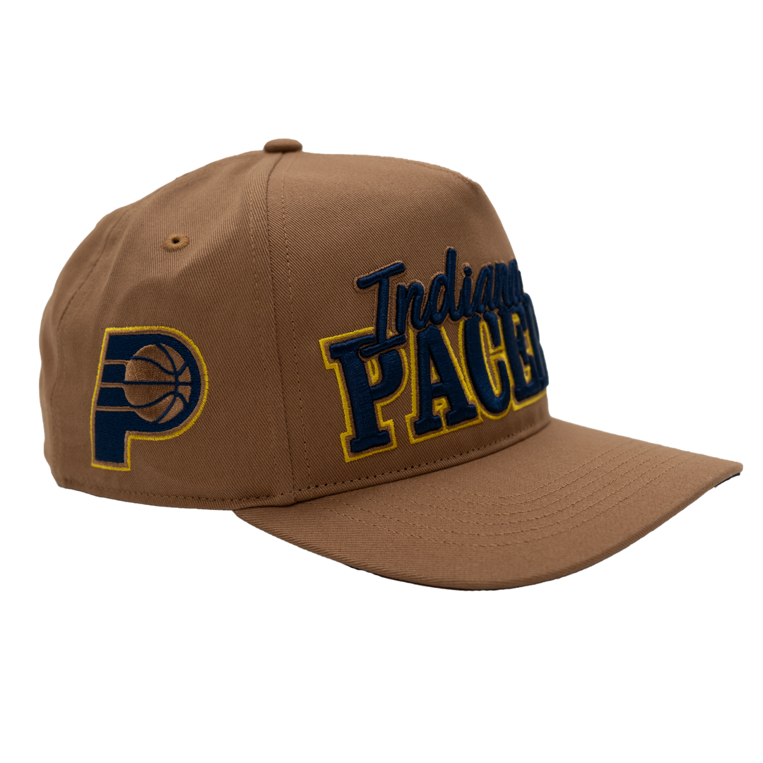Brown cap with Indiana Pacers logo on a white background