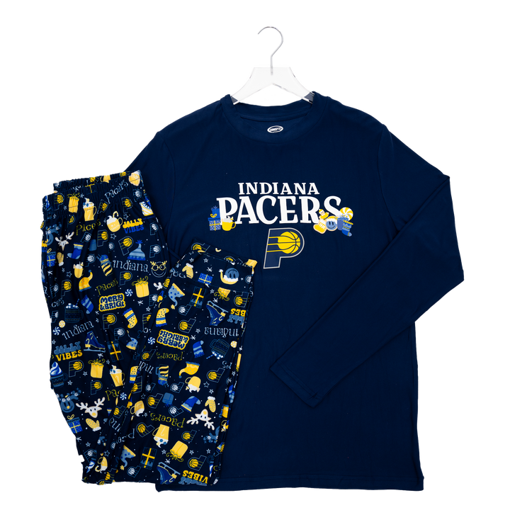 Adult Indiana Pacers Chestnut Holiday PJ Set in Navy by College Concepts