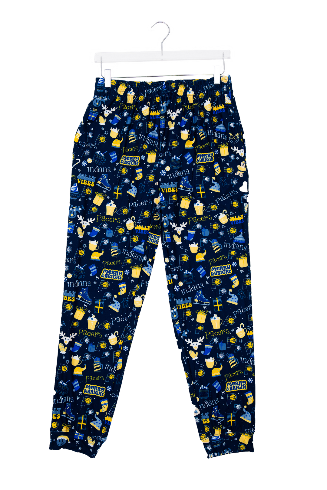 Adult Indiana Pacers Chestnut Holiday PJ Set in Navy by College Concepts