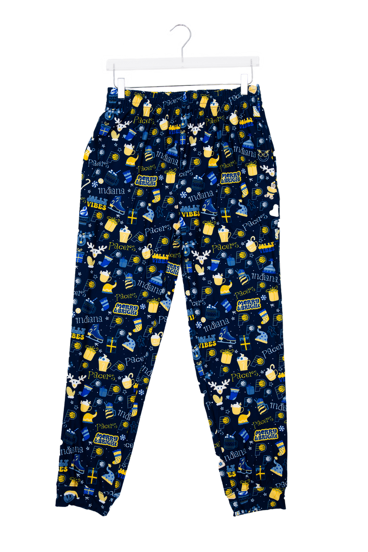 Adult Indiana Pacers Chestnut Holiday PJ Set in Navy by College Concepts