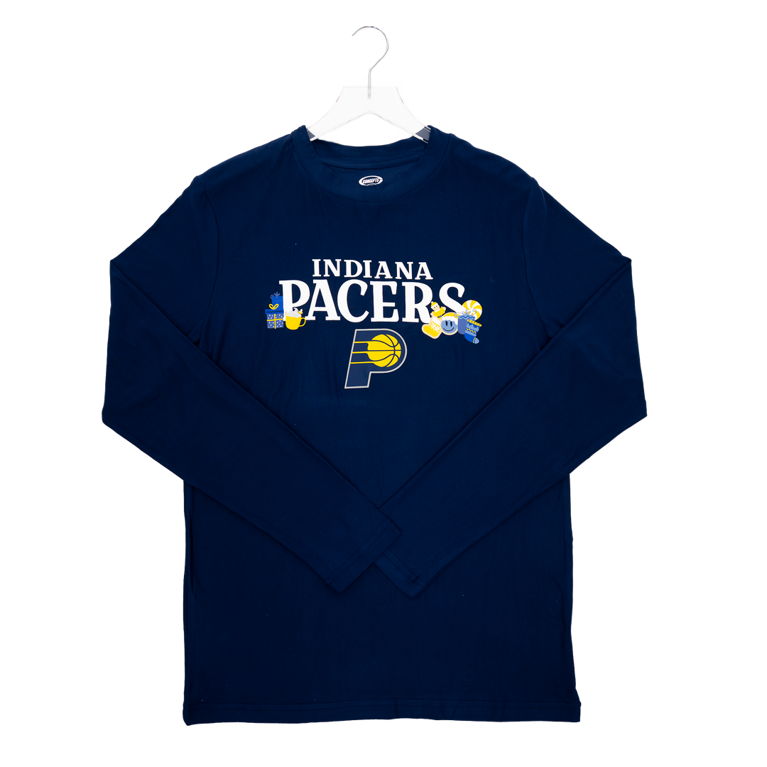 Adult Indiana Pacers Chestnut Holiday PJ Set in Navy by College Concepts