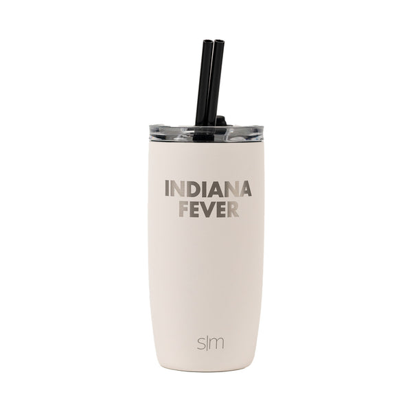 Indiana Fever Primary Logo 16oz Voyager Tumbler by Simple Modern in White - Front View