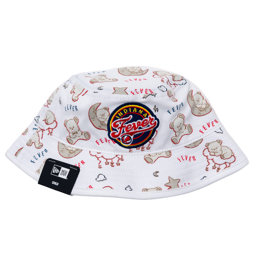 Infant Indiana Fever Teddy Bear Bucket Hat in White by New Era