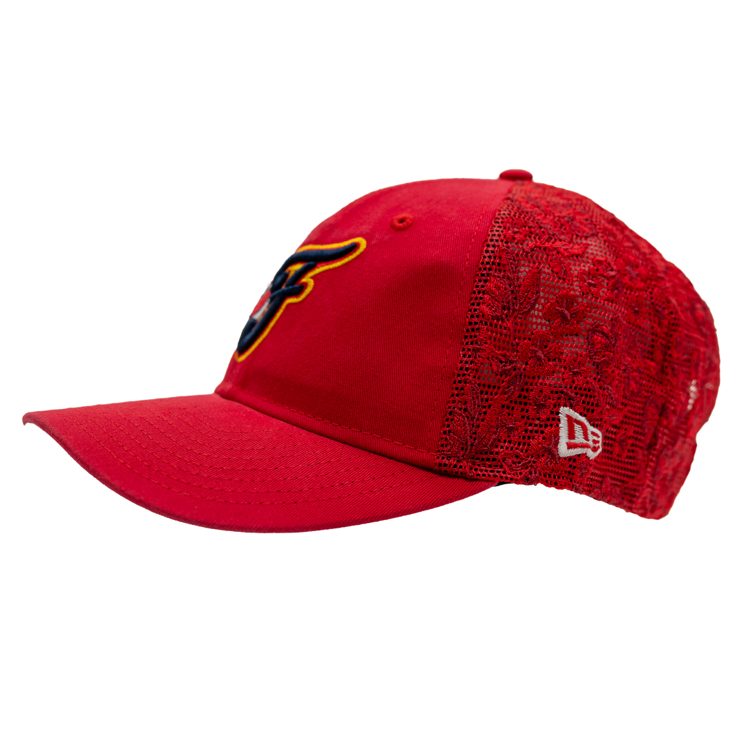 Women's Indiana Fever Floral Mesh 9FORTY Hat in Red by New Era