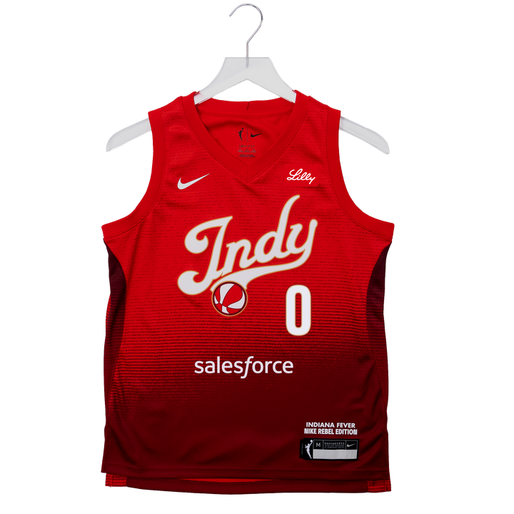 Youth Indiana Fever #0 Kelsey Mitchell 2026 Rebel Swingman Jersey in Red by Nike
