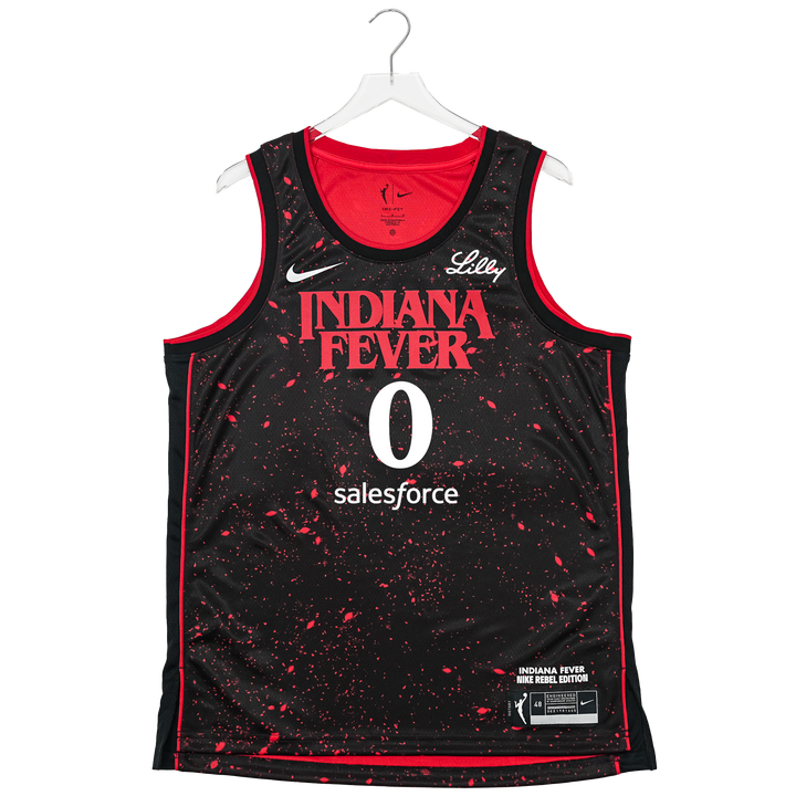 Adult Indiana Fever #0 Kelsey Mitchell Stranger Things Rebel Swingman Jersey in Black by Nike