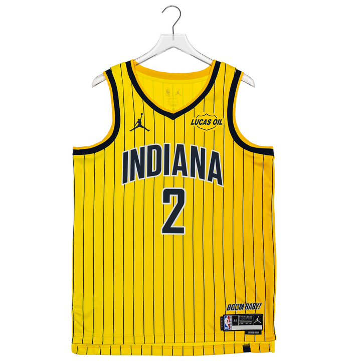 Adult Indiana Pacers #2 Andrew Nembhard 26-27' Statement Swingman Jersey in Gold by Jordan