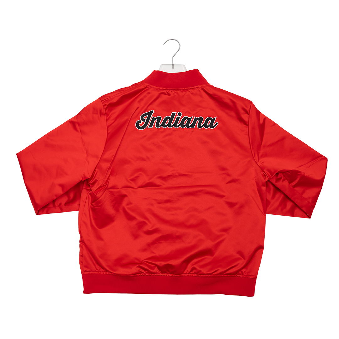 Women's Indiana Fever Satin Varsity Jacket in Red by Mitchell and Ness