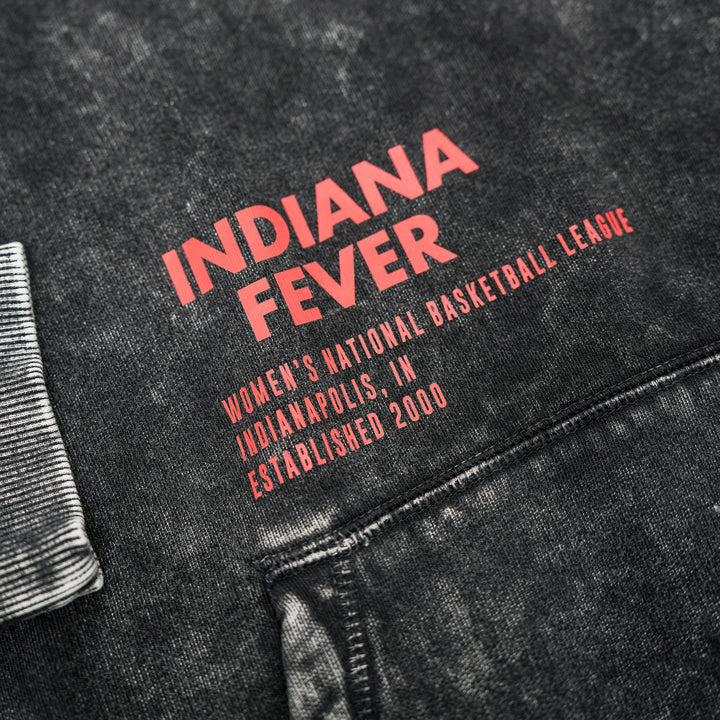 Adult Indiana Fever Stone Washed Hooded Sweatshirt in Black by New Era