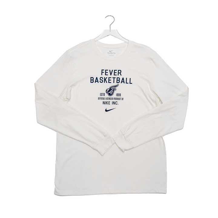 Adult Indiana Fever Long-Sleeve Name Drop Core Cotton T-Shirt in White by Nike