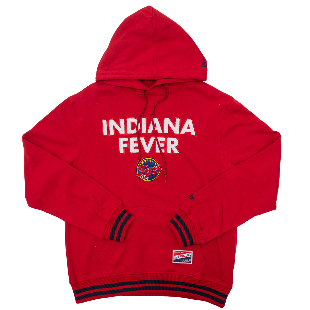 Adult Indiana Fever Wordmark Hooded Sweatshirt in Red by New Era
