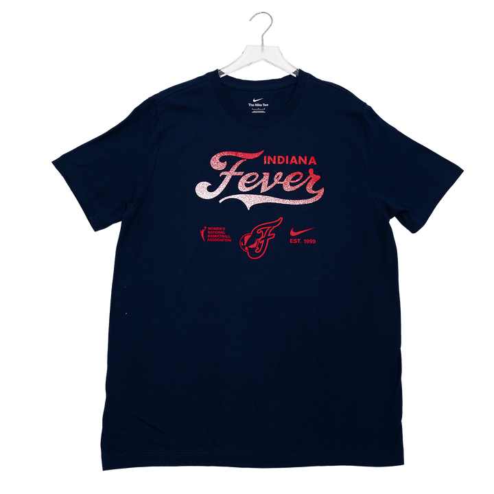 Adult Indiana Fever Script Fade Core Cotton T-shirt in Navy by Nike