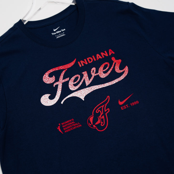 Adult Indiana Fever Script Fade Core Cotton T-shirt in Navy by Nike