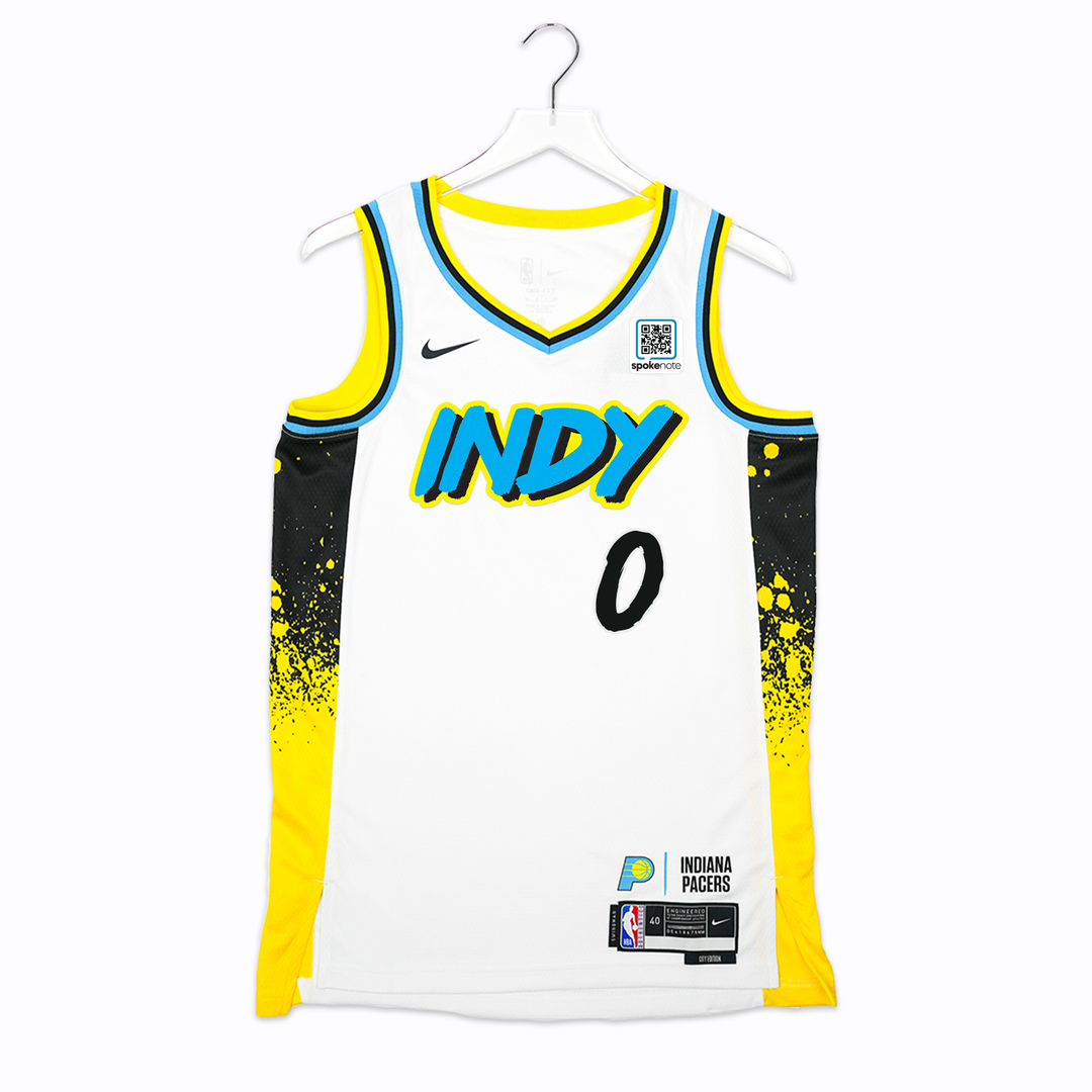 Adult Indiana Pacers #0 Tyrese Haliburton '24-25 CITY EDITION Swingman Jersey in White by Nike