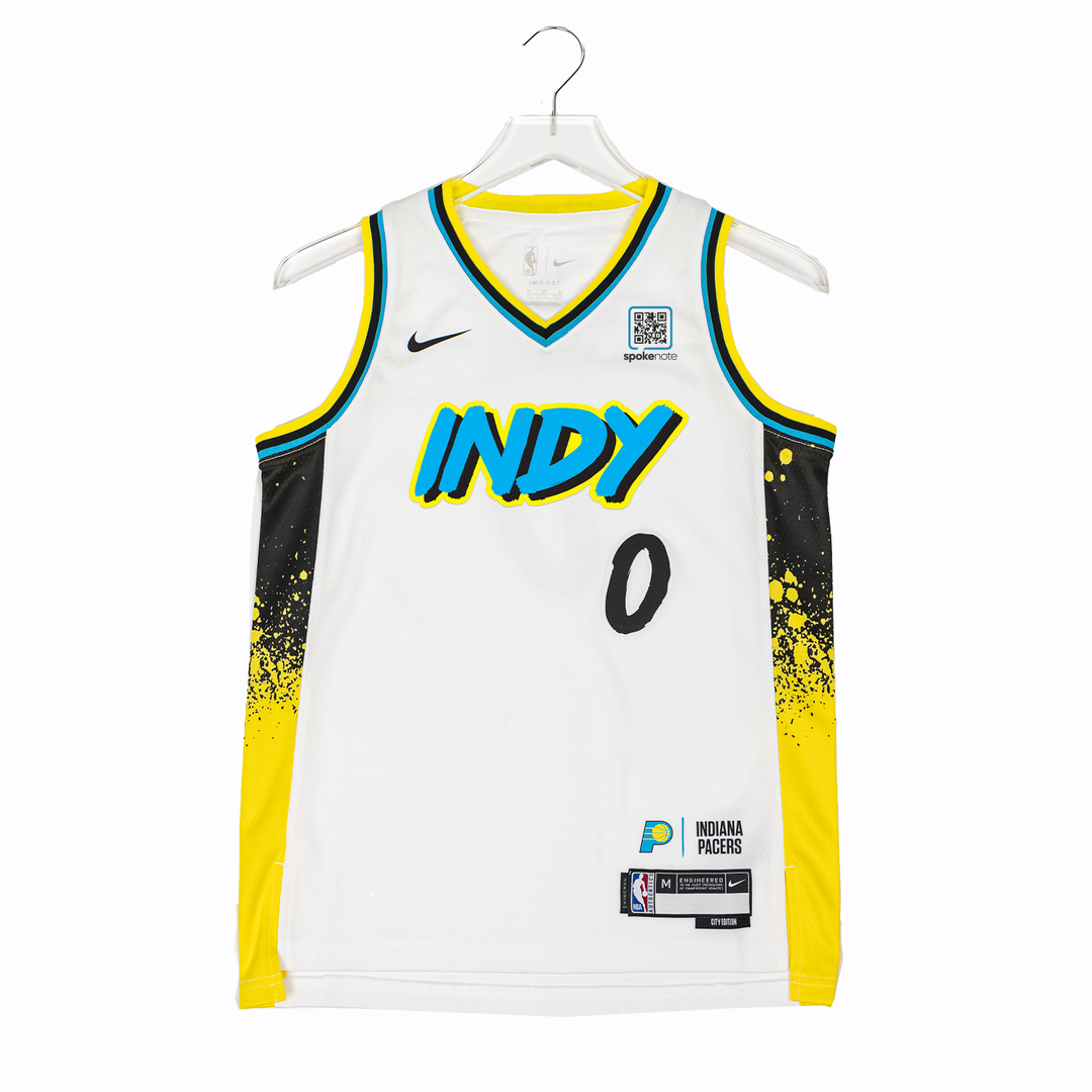 Adult Indiana Pacers 0 Tyrese Haliburton 24 25 City Edition Authentic Jersey in White by Nike White L
