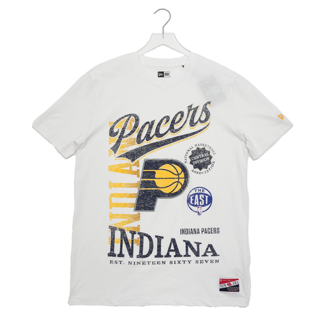 Adult Indiana Pacers Distressed T-shirt in White by New Era
